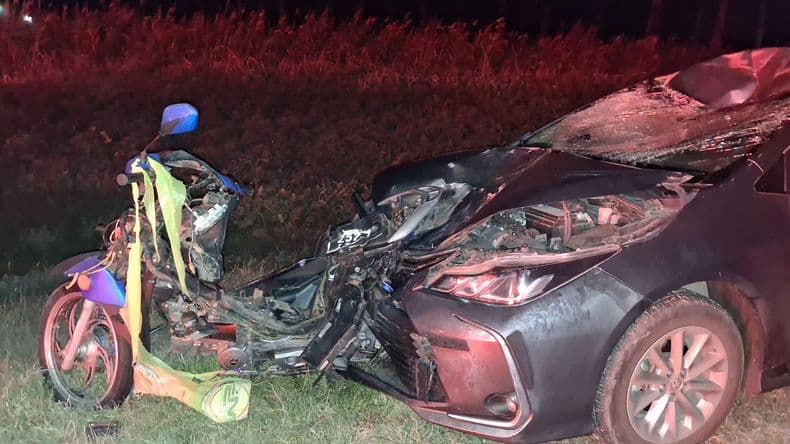 Tragedia en la ruta 188: un motociclista de 29 años murió tras ser embestido por un auto entre Peña y Acevedo