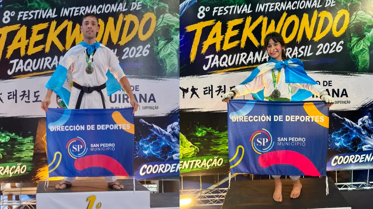 San Pedro: Bianca y Federico Cabrera se consagraron campeones de taekwondo en un torneo internacional en Brasil
